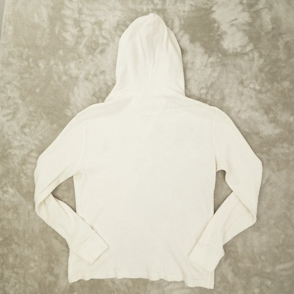 Polo Ralph Lauren Vintage Waffle Knit Thermal Hoodie Men's Large Off White